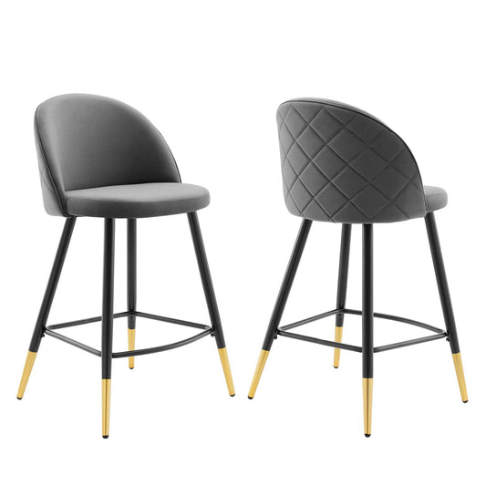 Cordial Performance Velvet Counter Stools - Set of 2