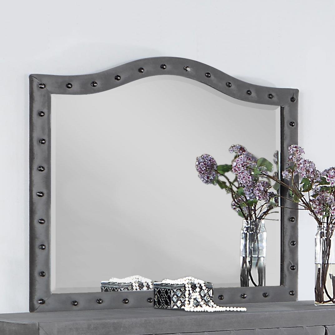 Deanna Button Tufted Mirror Grey