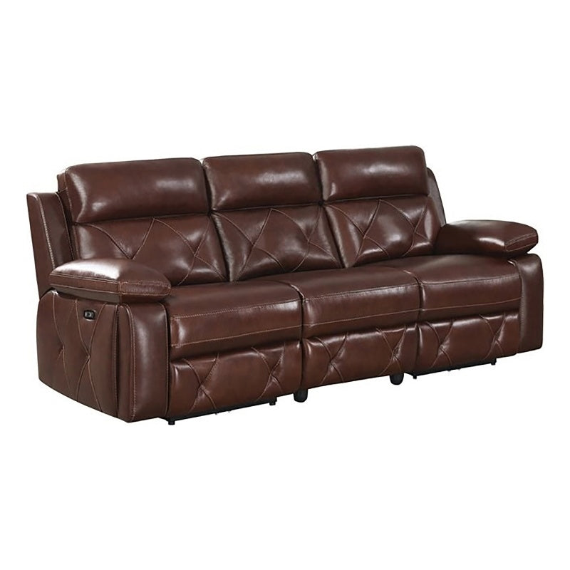 Chester Upholstered Power Reclining Seat and Power Headrest Sofa Chocolate