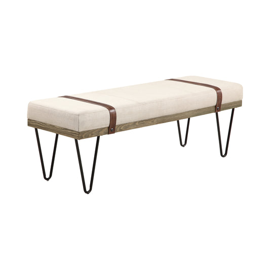 Upholstered Bench Beige and Black