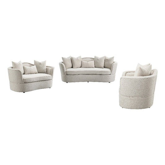 Kamilah 3-piece Upholstered Living Room Set with Camel Back Beige