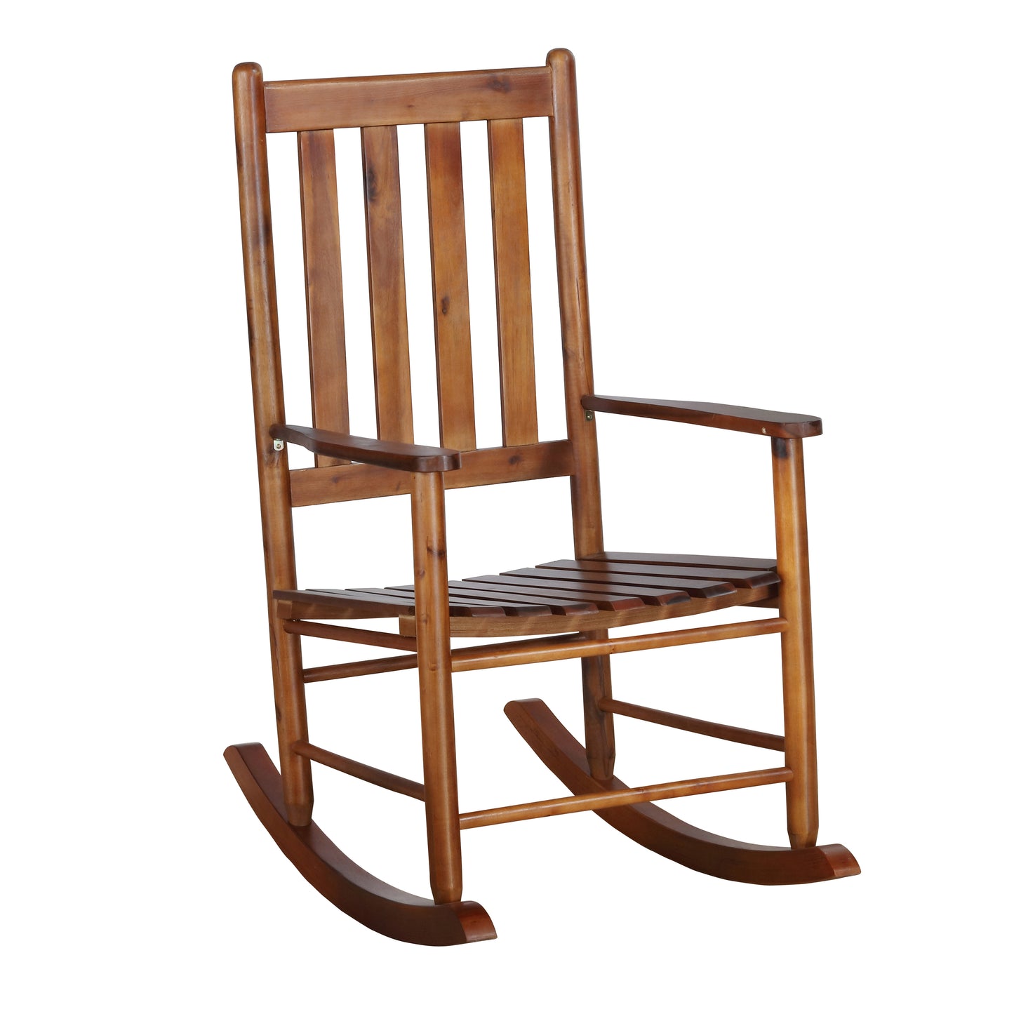 Slat Back Wooden Rocking Chair Golden Brown