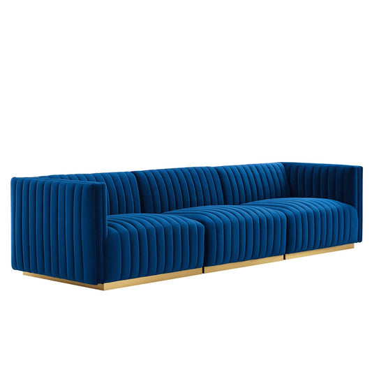 Conjure Channel Tufted Performance Velvet Sofa