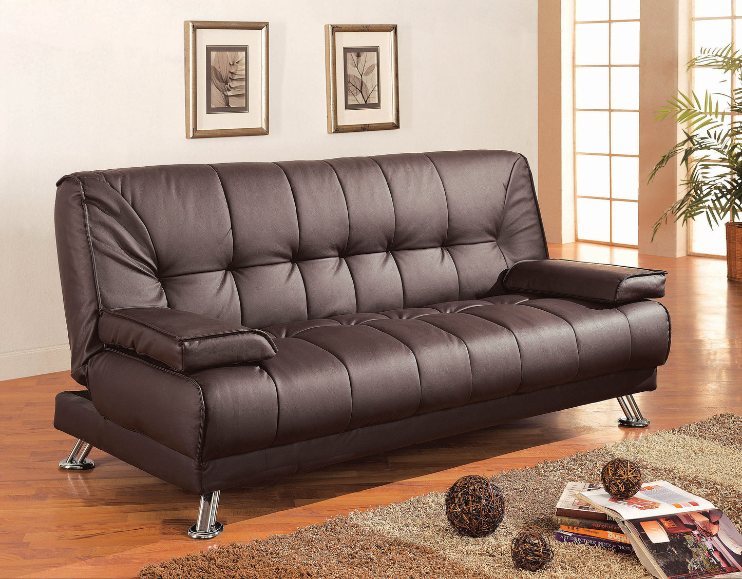 Pierre Tufted Upholstered Sofa Bed Brown