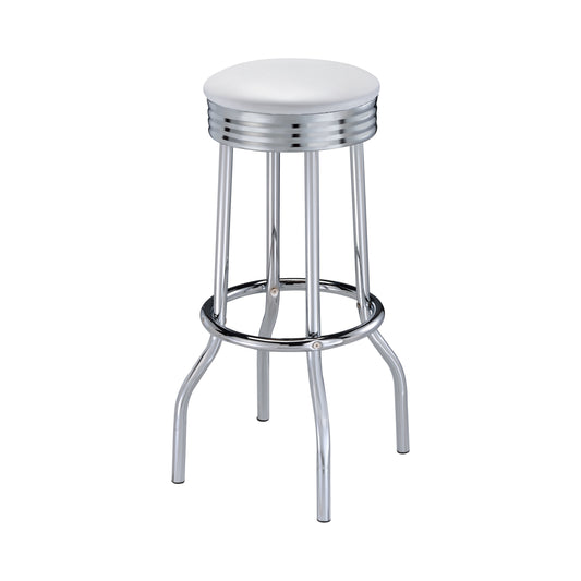 Theodore Upholstered Top Bar Stools White and Chrome (Set of 2)