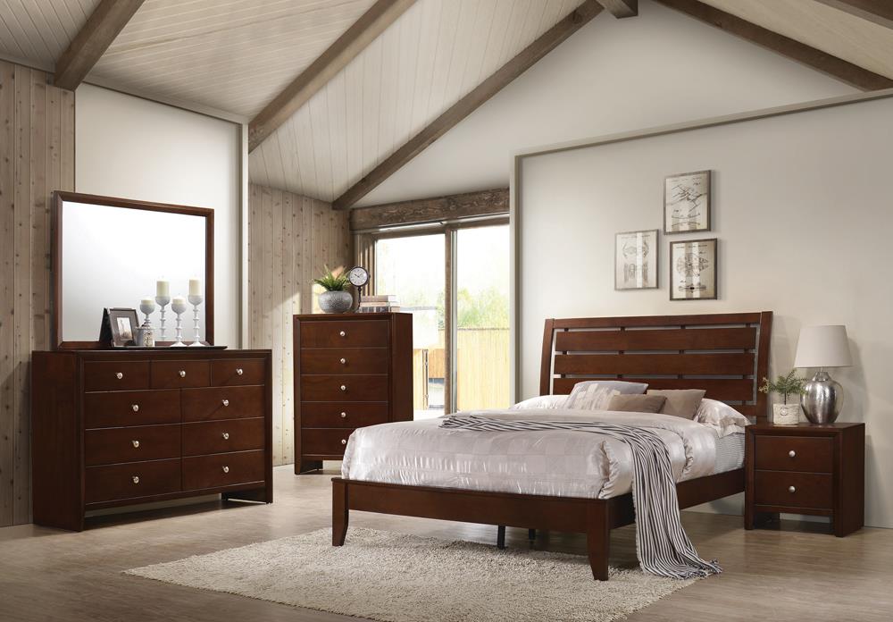 Serenity Full Panel Bed with Cut-out Headboard Rich Merlot
