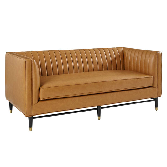 Devote Channel Tufted Vegan Leather Loveseat