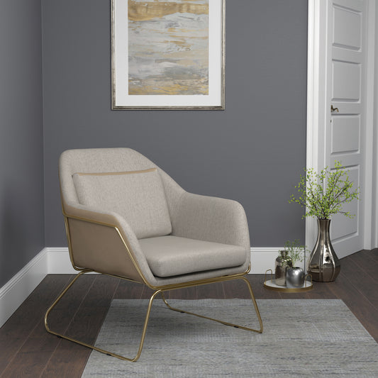 Metal Sled Leg Accent Chair Beige