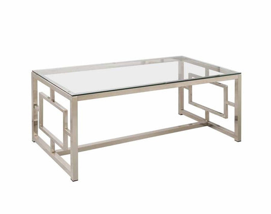 Rectangle Glass Top Coffee Table Nickel