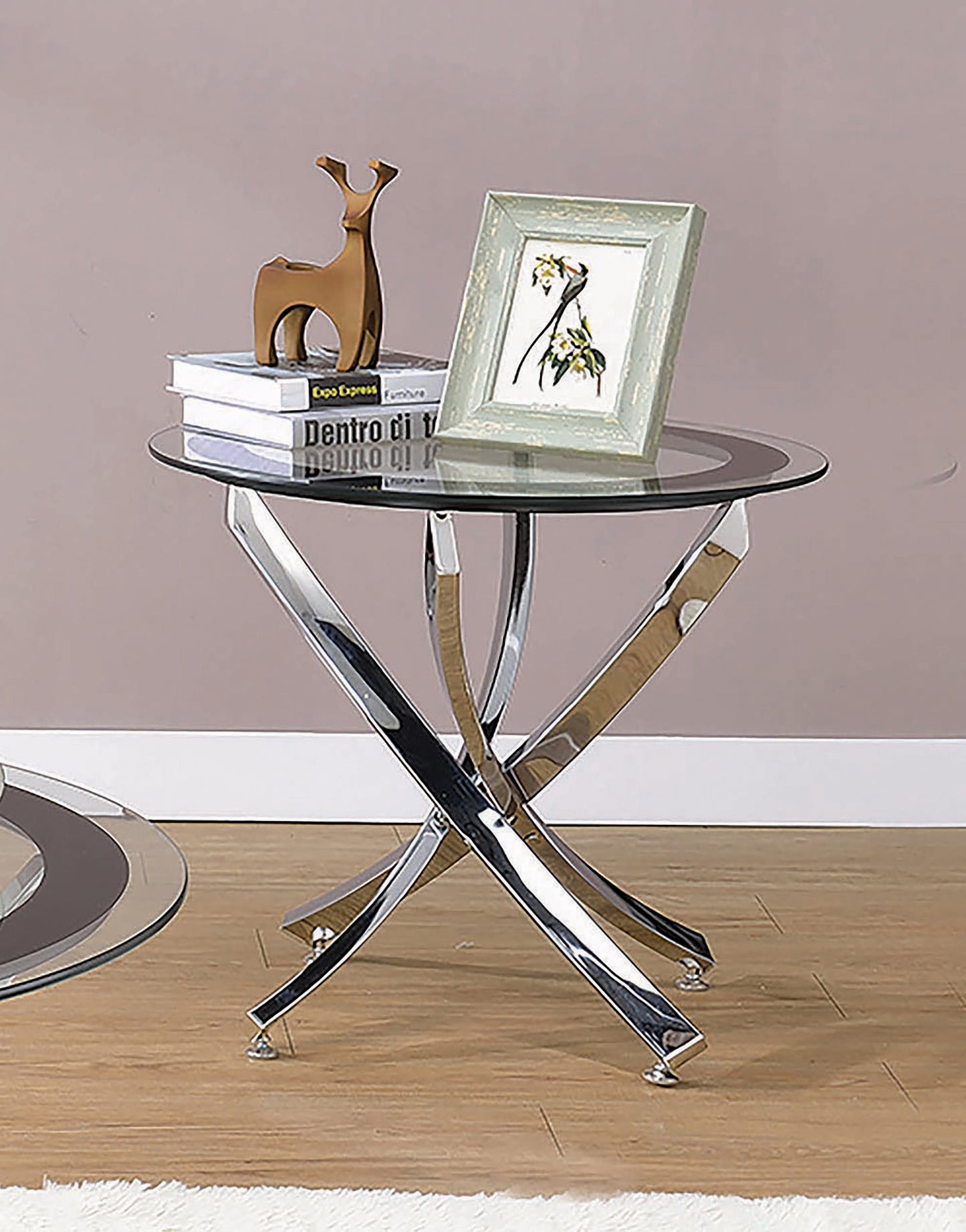 Glass Top End Table Chrome and Black