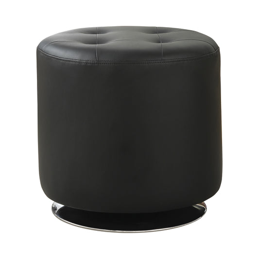 Round Upholstered Ottoman Black