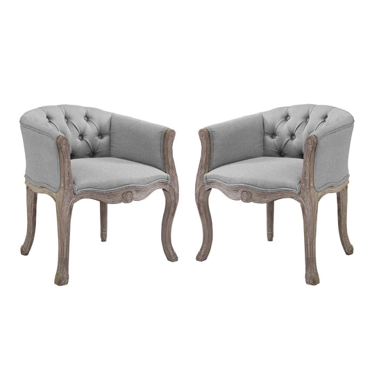 Crown Vintage French Upholstered Fabric Dining Armchair Set of 2