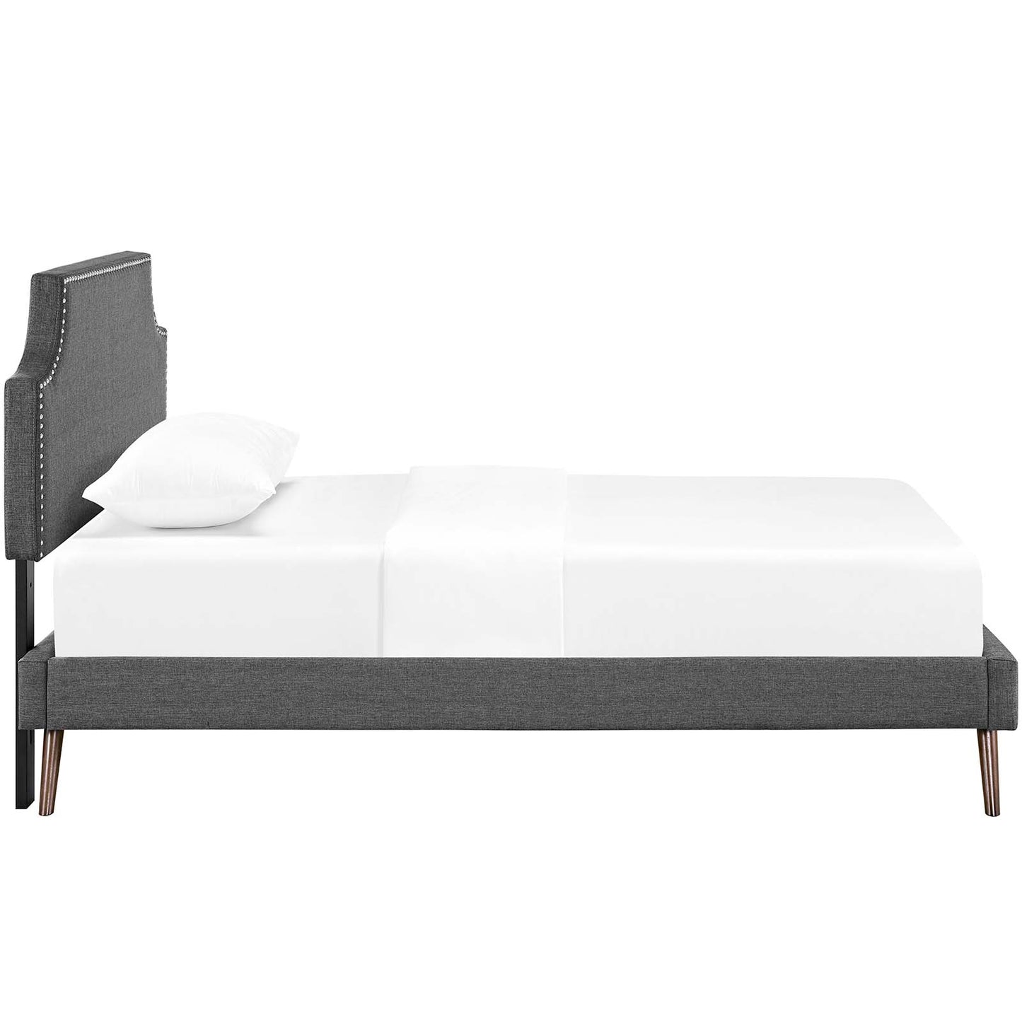 Corene Twin Fabric Platform Bed with Round Splayed Legs