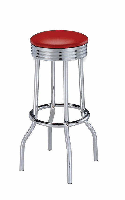 Hopkins Upholstered Top Bar Stools Red and Chrome (Set of 2)