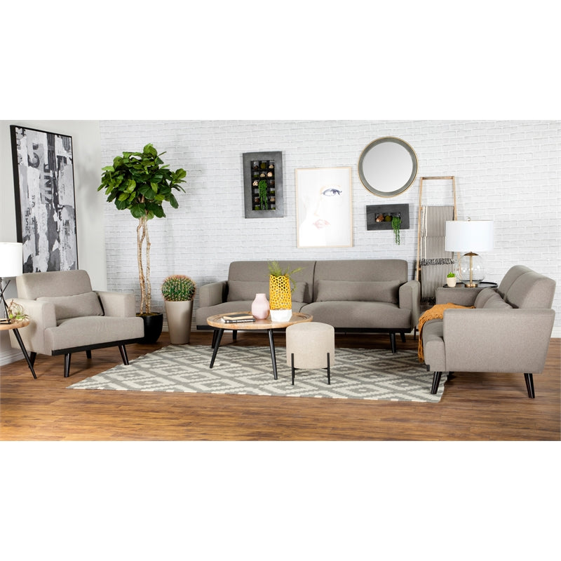 Blake 2-piece Upholstered Living Room Set with Track Arms Sharkskin and Dark Brown