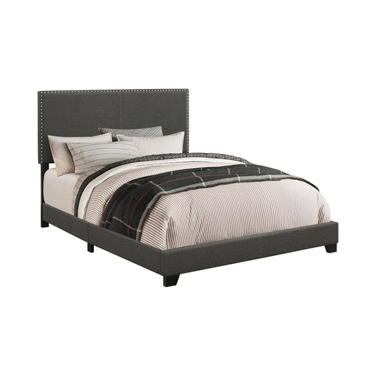 Boyd California King Upholstered Bed with Nailhead Trim Charcoal