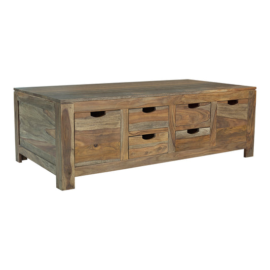 Persia 6-drawer Storage Coffee Table Natural Sheesham