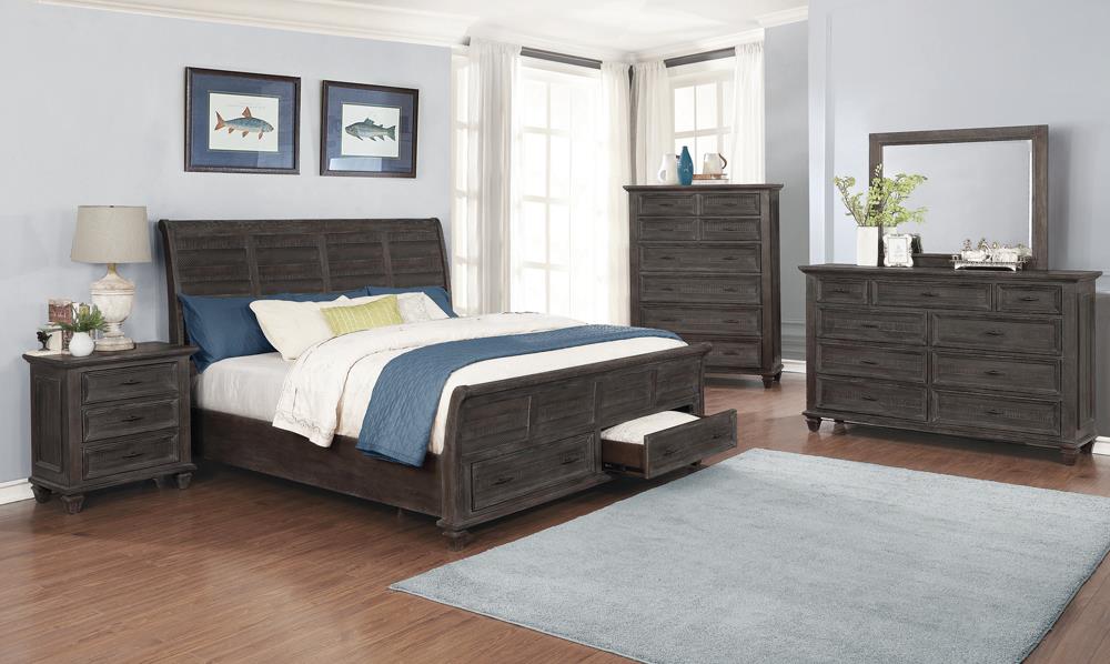 Atascadero Eastern King 2-drawer Storage Bed Weathered Carbon