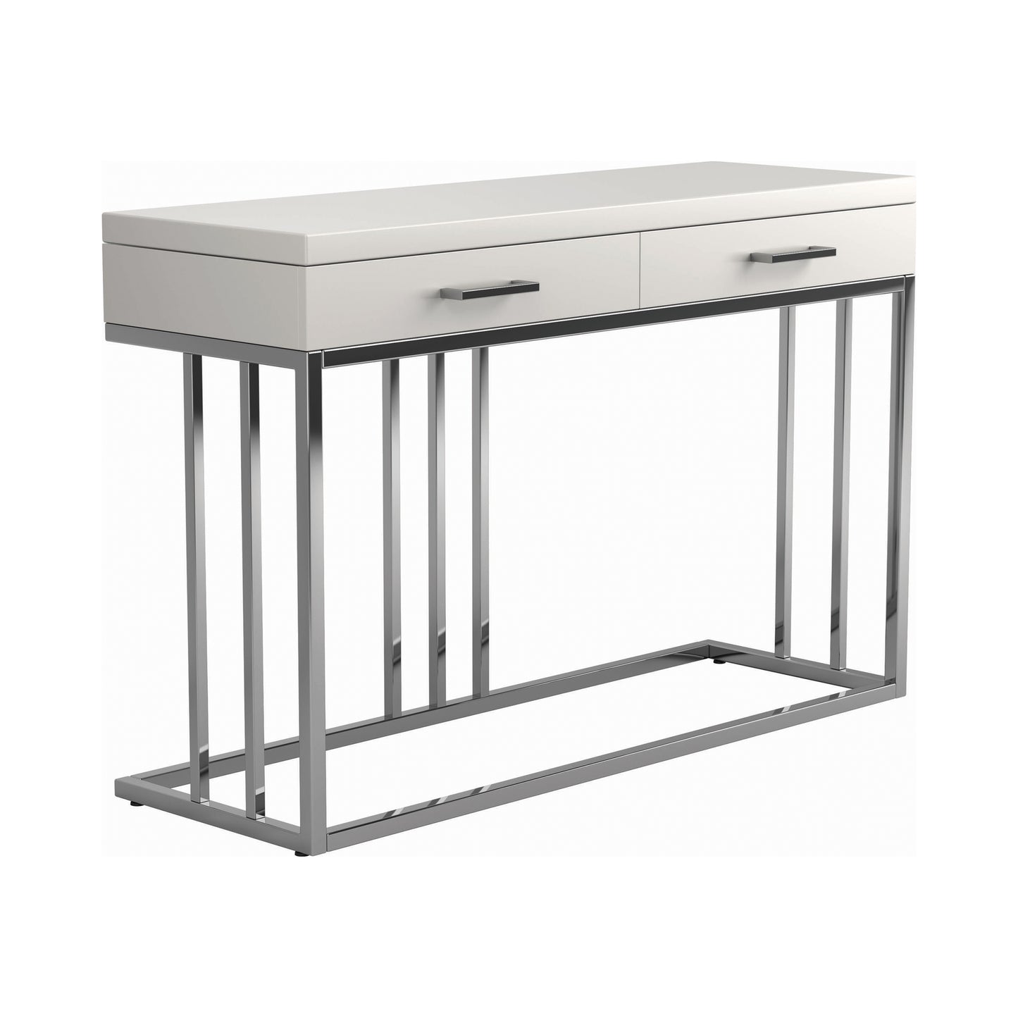 2-drawer Rectangular Sofa Table Glossy White and Chrome