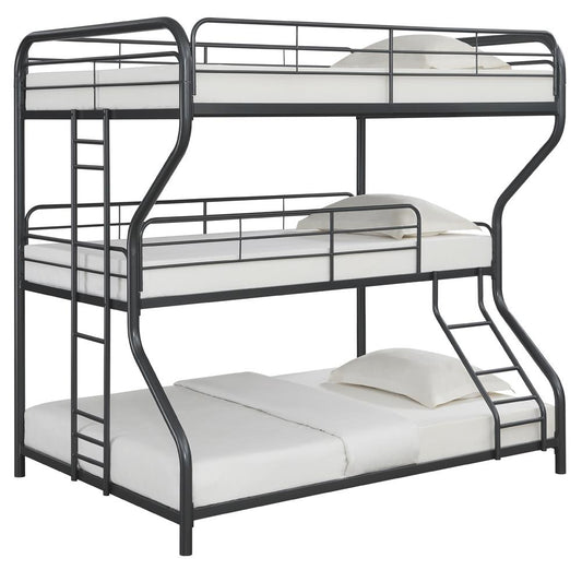 Garner Triple Bunk Bed with Ladder Gunmetal