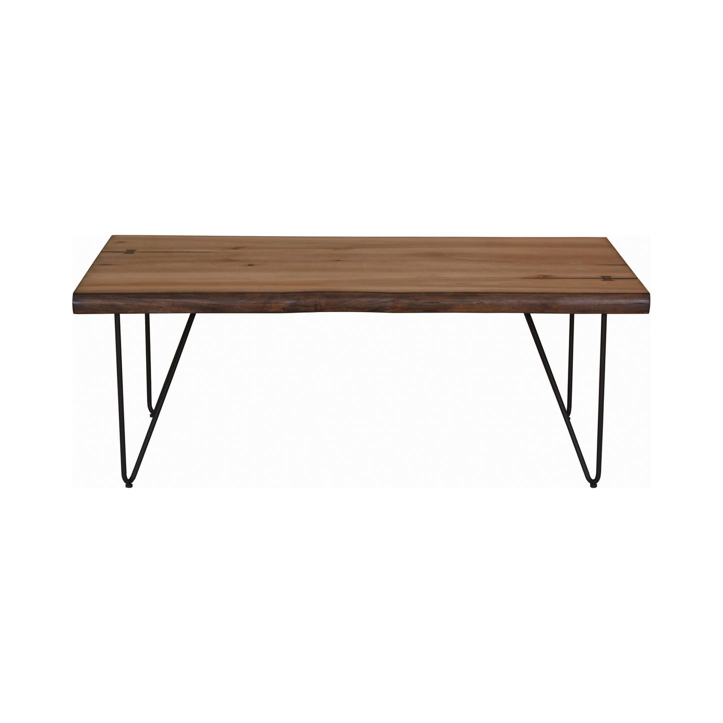 Coffee Table with Hairpin Legs Natural Honey and Gunmetal