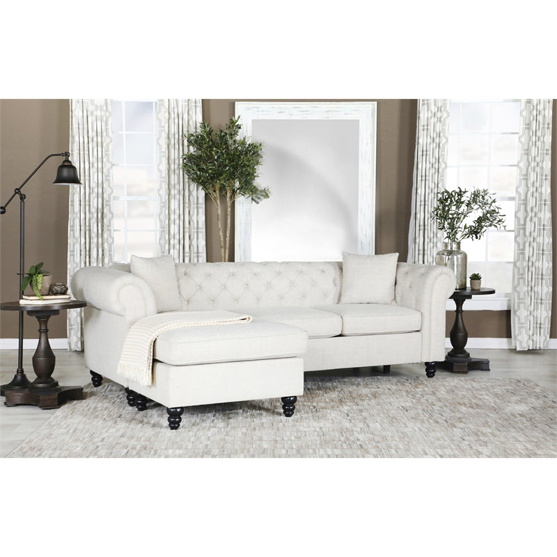 Cecilia Upholstered Tufted Sectional Oatmeal