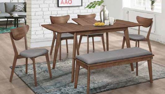 Alfredo Dining Room Set Natural Walnut and Grey