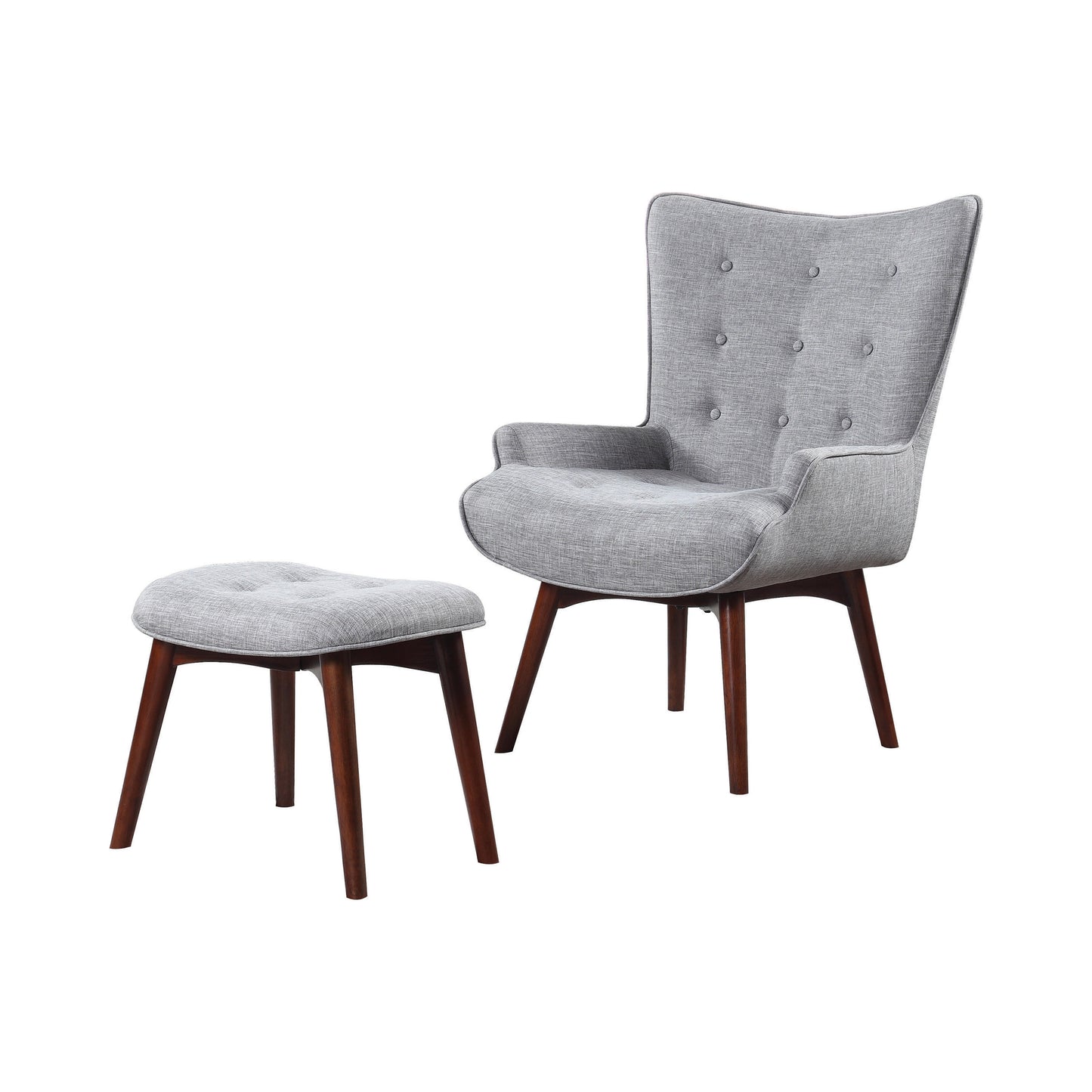 Upholstered Accent Chair with Ottoman Grey and Brown