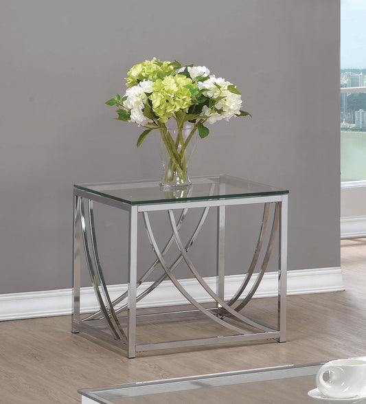 Glass Top Square End Table Accents Chrome