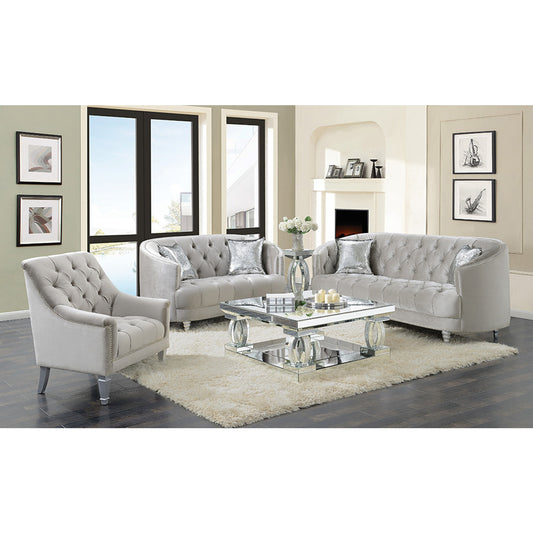 Avonlea 3-piece Tufted Living Room Set Grey