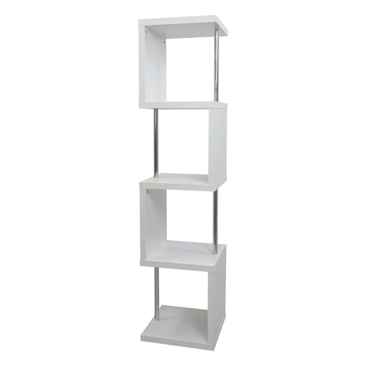 Baxter 4-shelf Bookcase White and Chrome