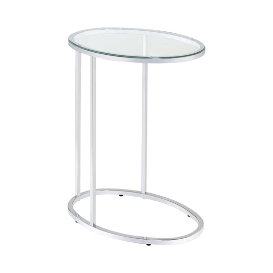 Oval Snack Table Chrome and Clear