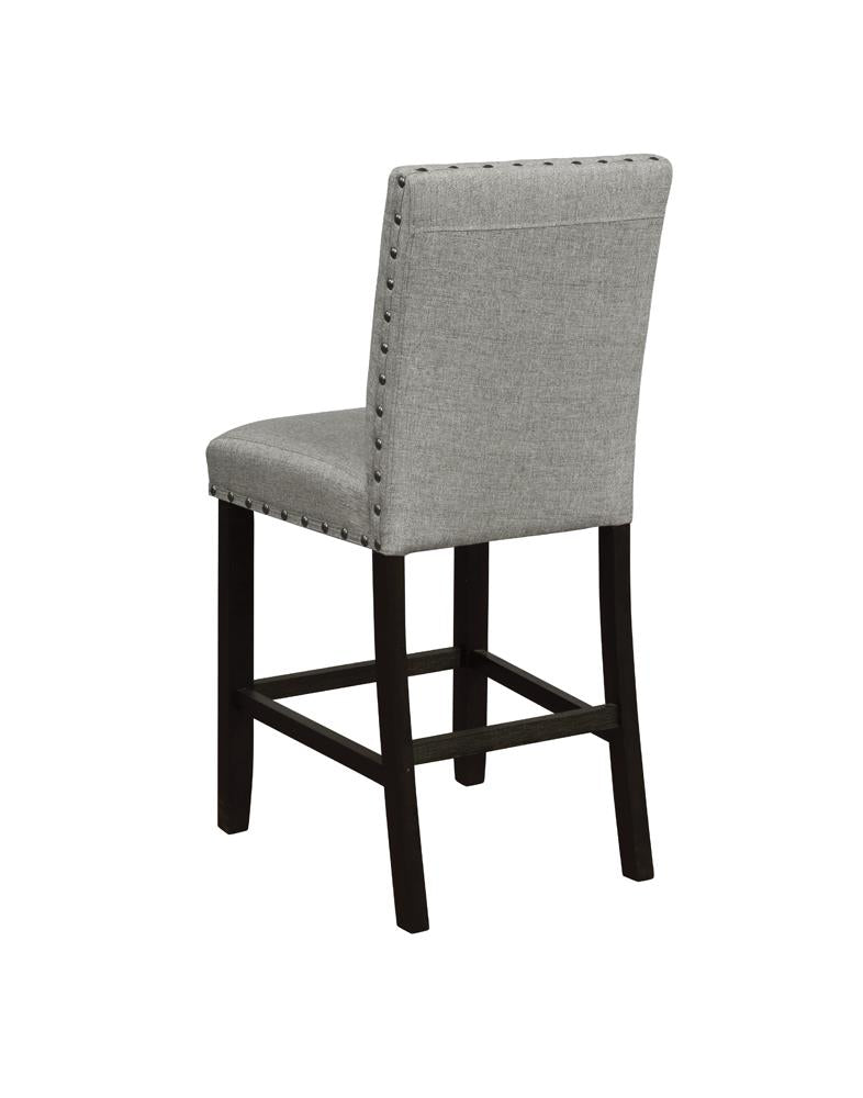 Kentfield Solid Back Upholstered Counter Height Stools Grey and Antique Noir (Set of 2)