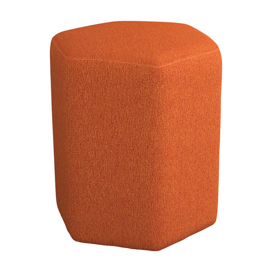 Hexagonal Upholstered Stool Orange