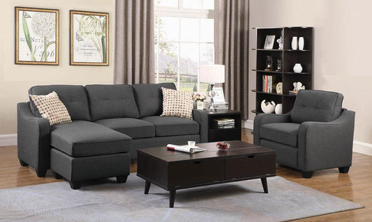 Nicolette Upholstered Tufted Sectional Dark Grey