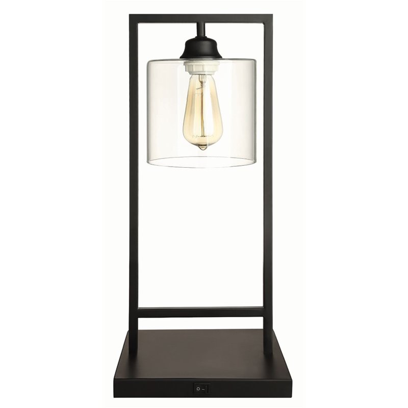 Glass Shade Table Lamp Black