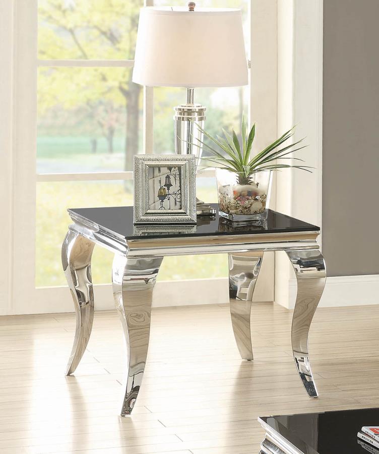 Square End Table Chrome and Black