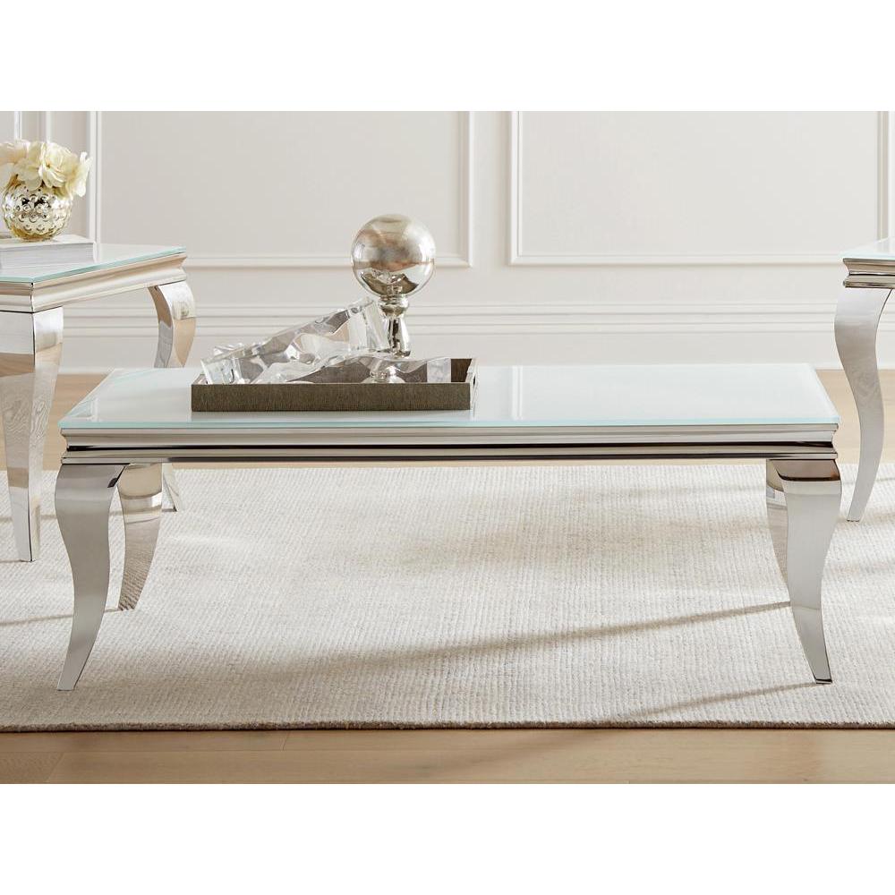 Delilah Rectangle Coffee Table White and Chrome