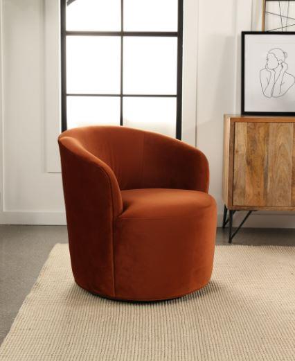 Joyce Sloped Arms Swivel Chair Burnt Orange