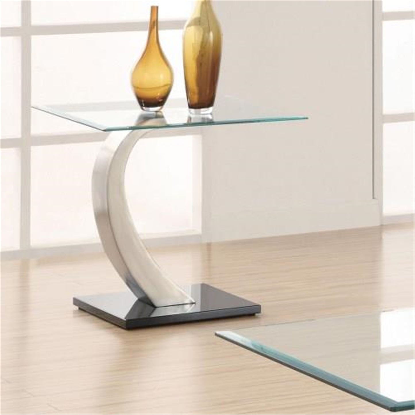 Willemse Glass Top End Table Clear and Satin