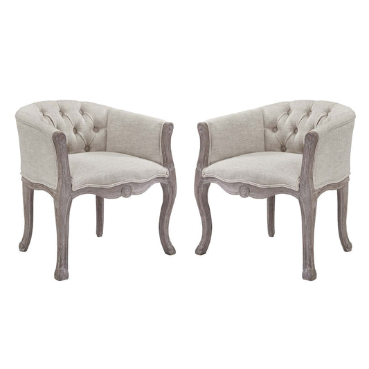Crown Vintage French Upholstered Fabric Dining Armchair Set of 2