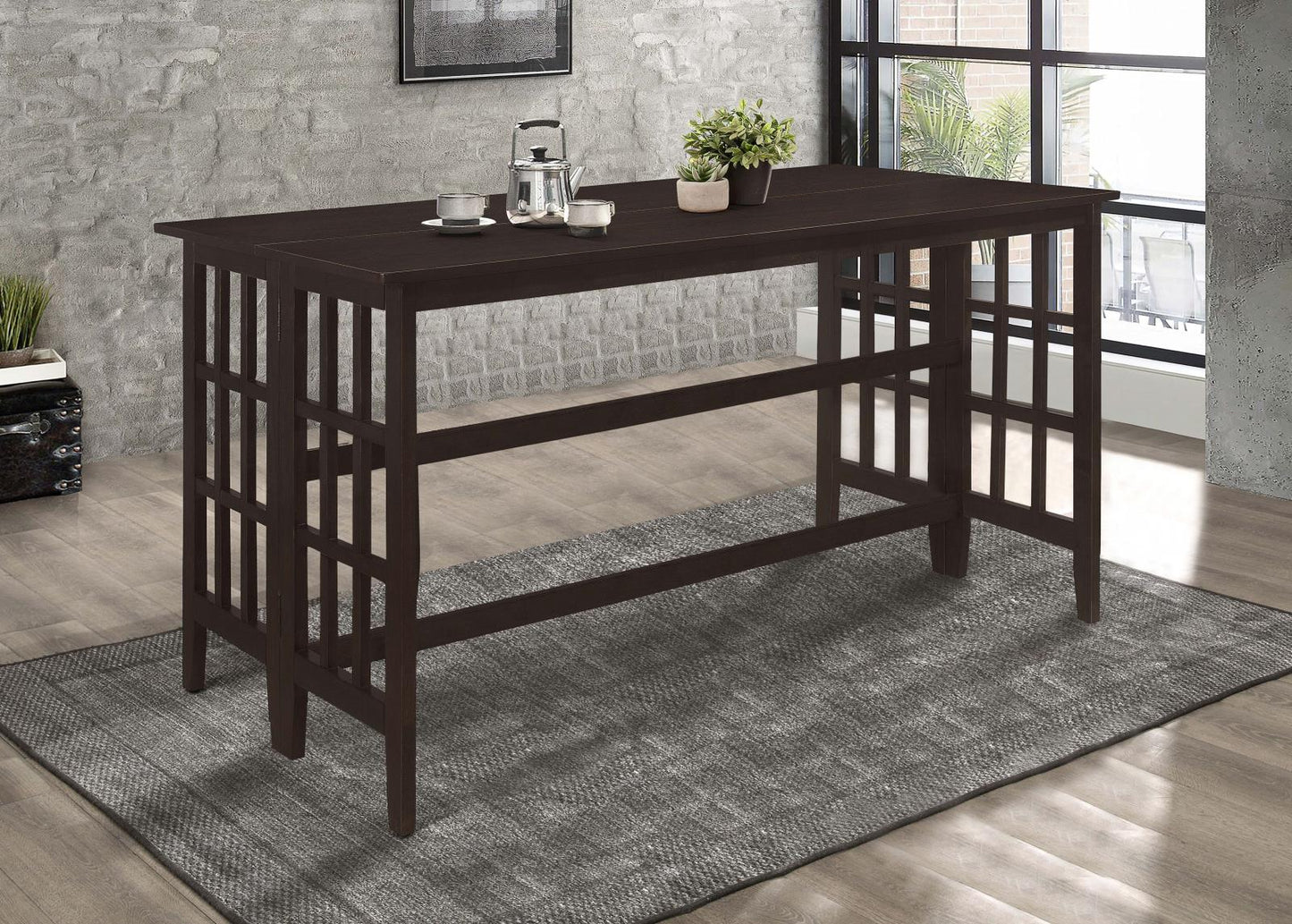 Carmina Rectangular Counter Height Table Brown