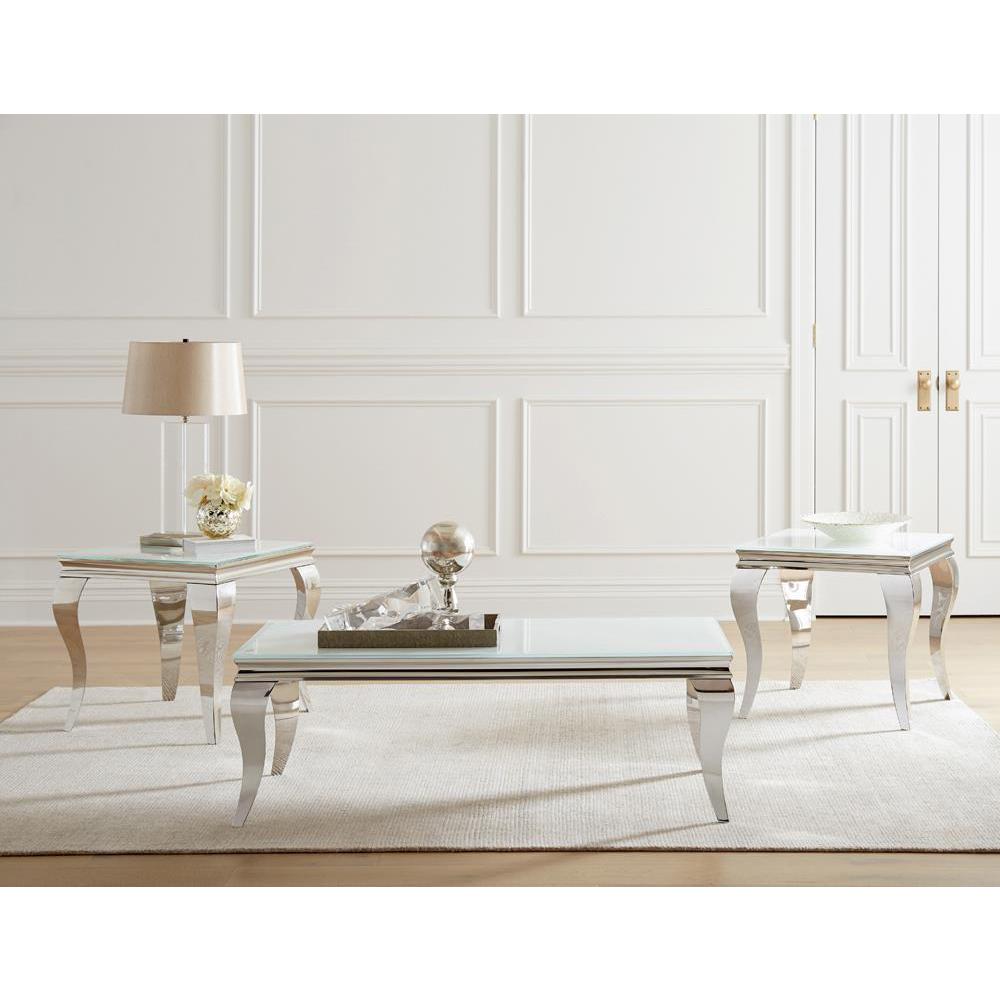 Delilah Rectangle Coffee Table White and Chrome