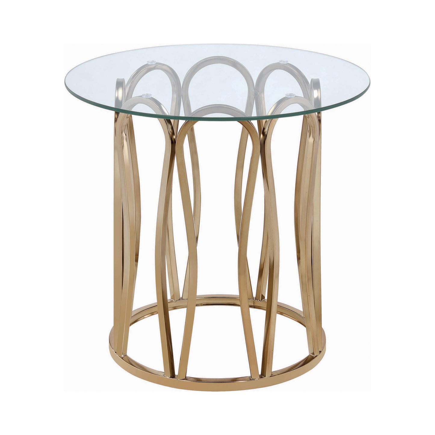 Round End Table Chocolate Chrome and Clear