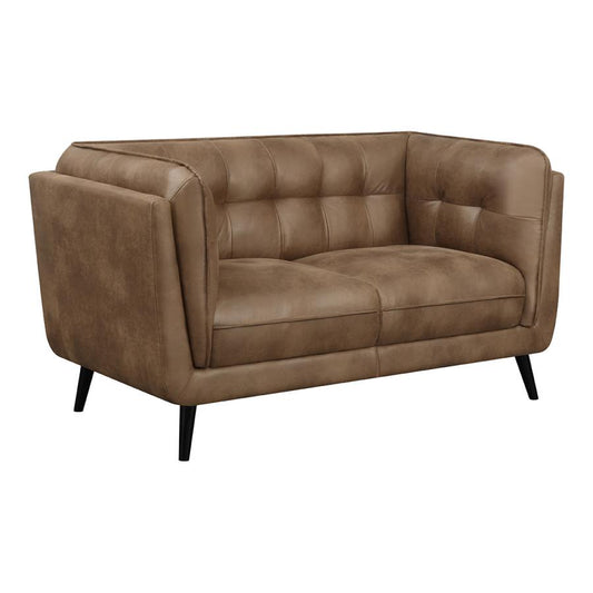 Thatcher Upholstered Button Tufted Loveseat Brown