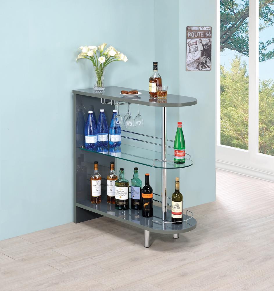 Adolfo 3-tier Bar Table Glossy Grey and Clear