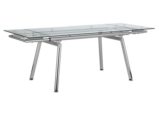 Sonnett Expandable Glass Top Dining Table Chrome and Clear