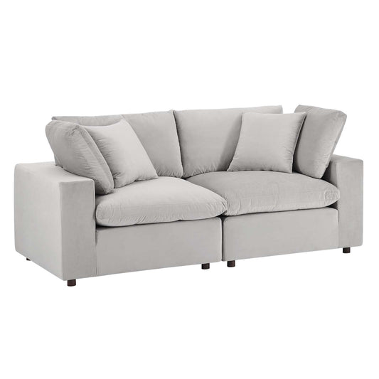 Commix Down Filled Overstuffed Performance Velvet Loveseat