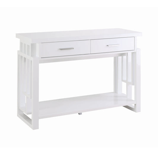 Rectangular 2-drawer Sofa Table High Glossy White