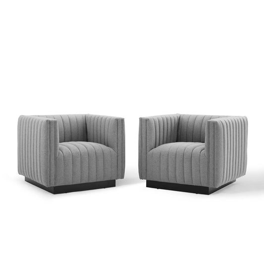 Conjure Tufted Armchair Upholstered Fabric Set of 2